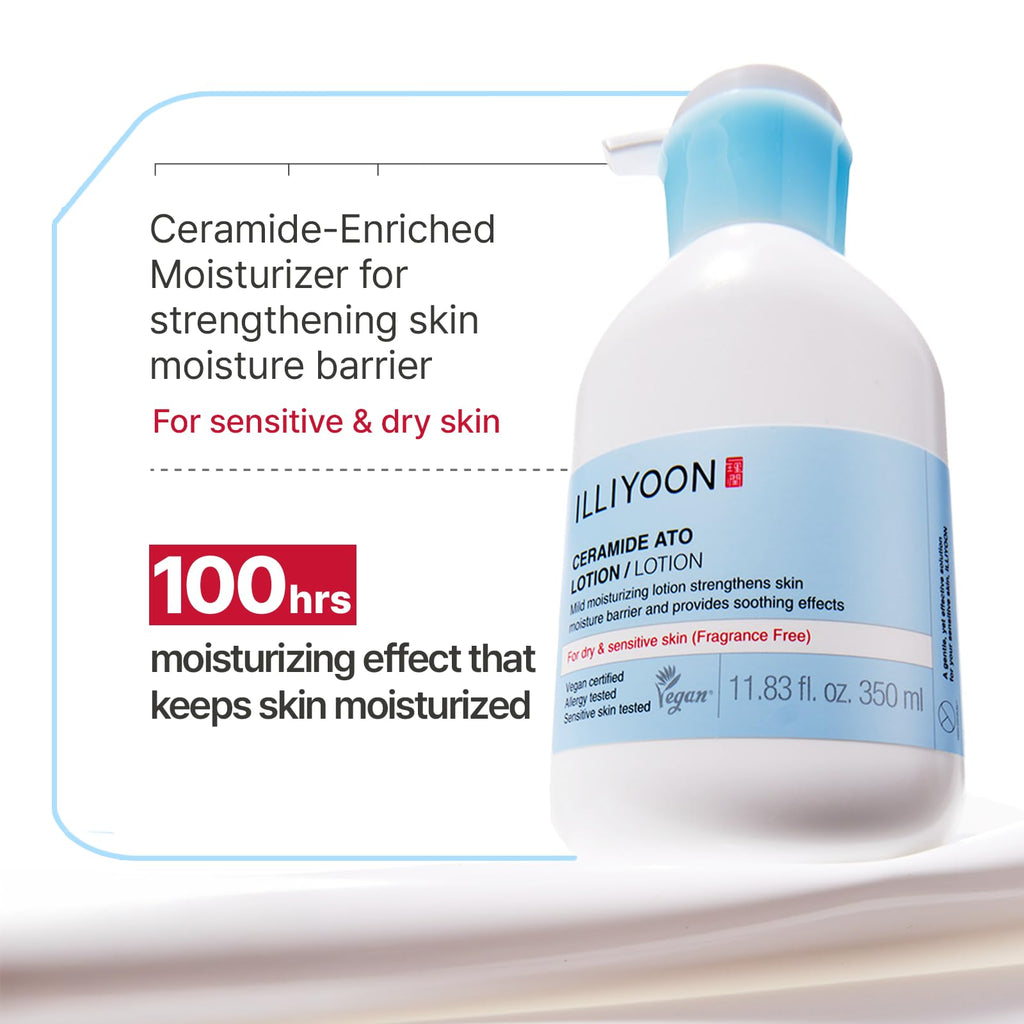 ILLIYOON Ceramide Ato Lotion 528ml(17.85oz) | Daily Moisturizing Lotion for All Skin Types | Deep Moisturizing and Soothing Effect | Korean Skin Care