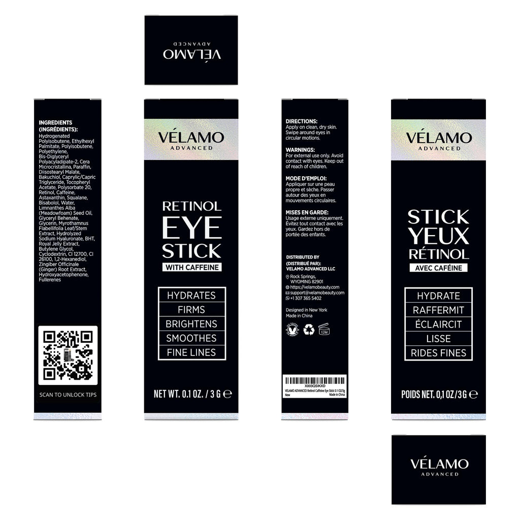 VELAMO ADVANCED Retinol Face Stick – Reduces Fine Lines, Wrinkles & Uneven Texture in 4–8 Weeks – For Mature Skin, Women & Men – 0.28 OZ/8g