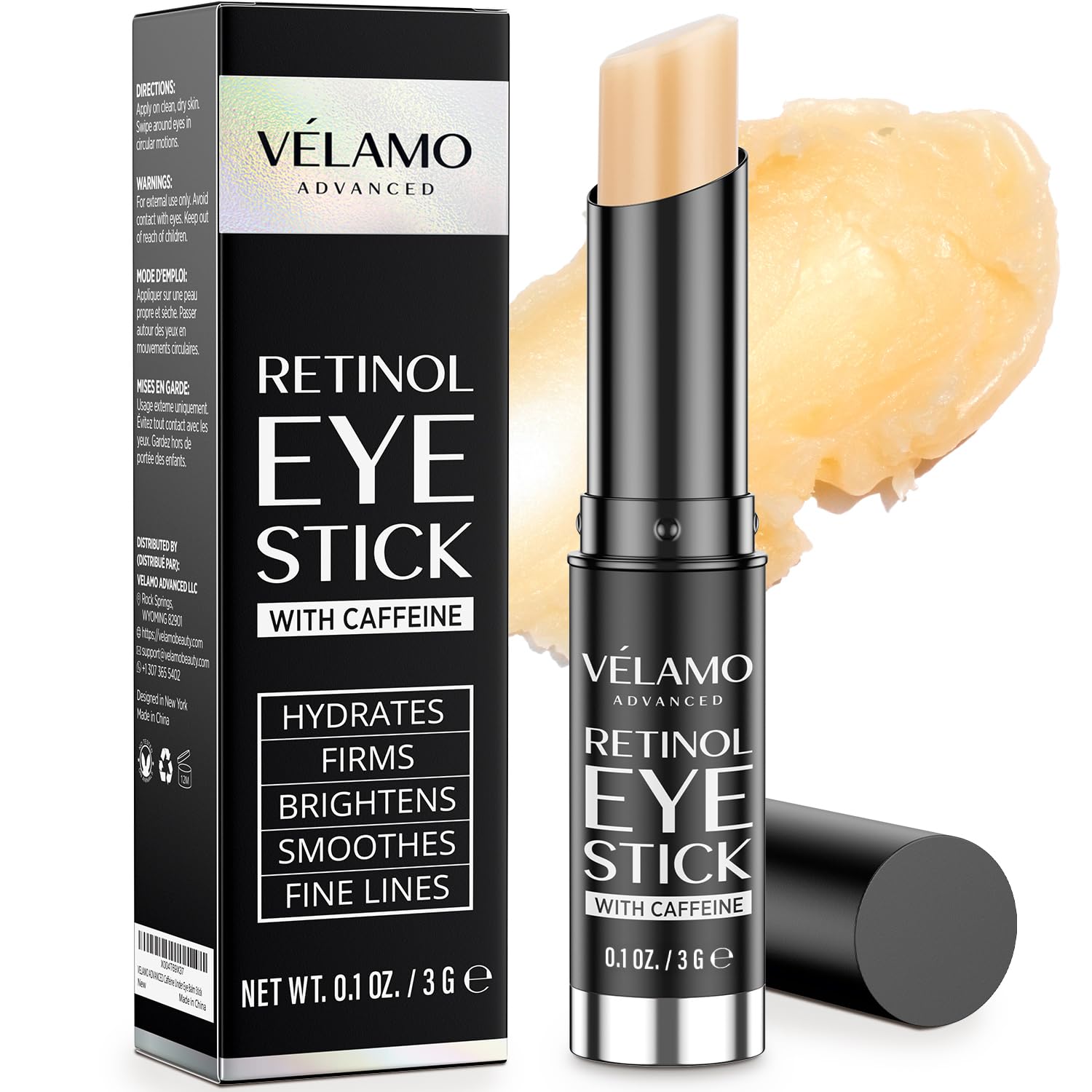 VELAMO ADVANCED Retinol Face Stick – Reduces Fine Lines, Wrinkles & Uneven Texture in 4–8 Weeks – For Mature Skin, Women & Men – 0.28 OZ/8g