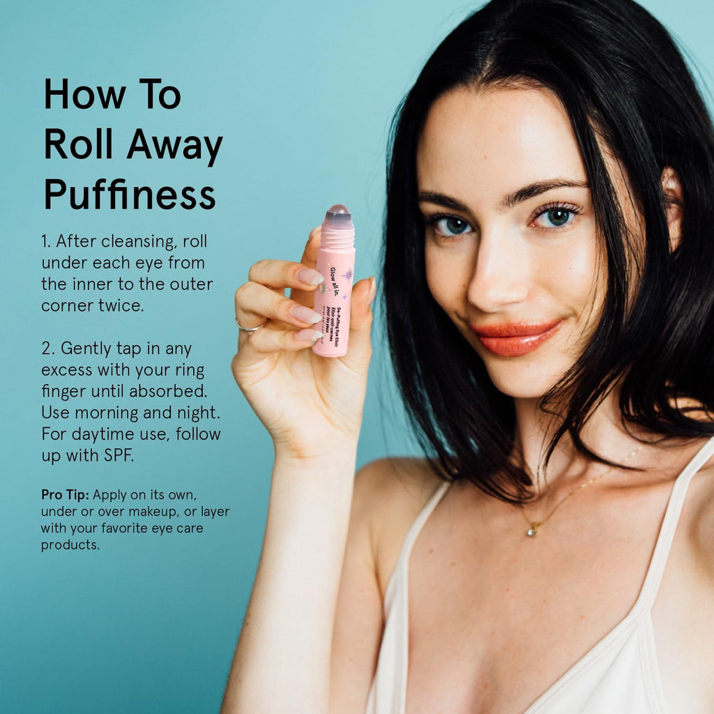 grace & stella Award Winning Under Eye Brightener with Rose Quartz Rollerball - Centella Asiatica & Caffeine Under Eye Serum for Dark Circles & Puffiness - Travel Essentials, Vegan (15ml/0.51floz)
