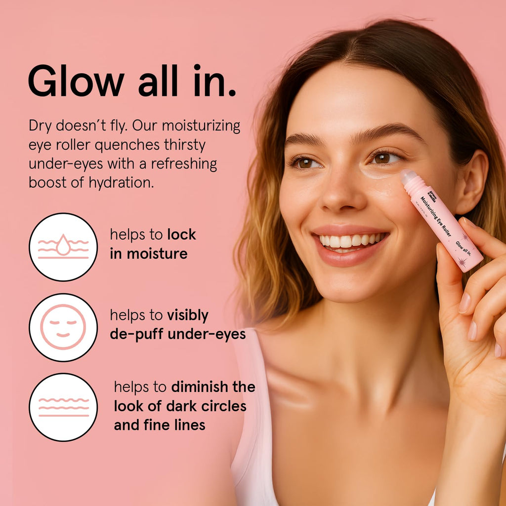 grace & stella Award Winning Under Eye Brightener with Rose Quartz Rollerball - Centella Asiatica & Caffeine Under Eye Serum for Dark Circles & Puffiness - Travel Essentials, Vegan (15ml/0.51floz)