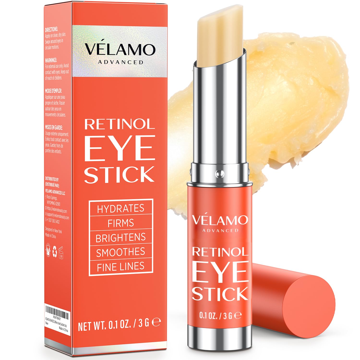VELAMO ADVANCED Retinol Face Stick – Reduces Fine Lines, Wrinkles & Uneven Texture in 4–8 Weeks – For Mature Skin, Women & Men – 0.28 OZ/8g