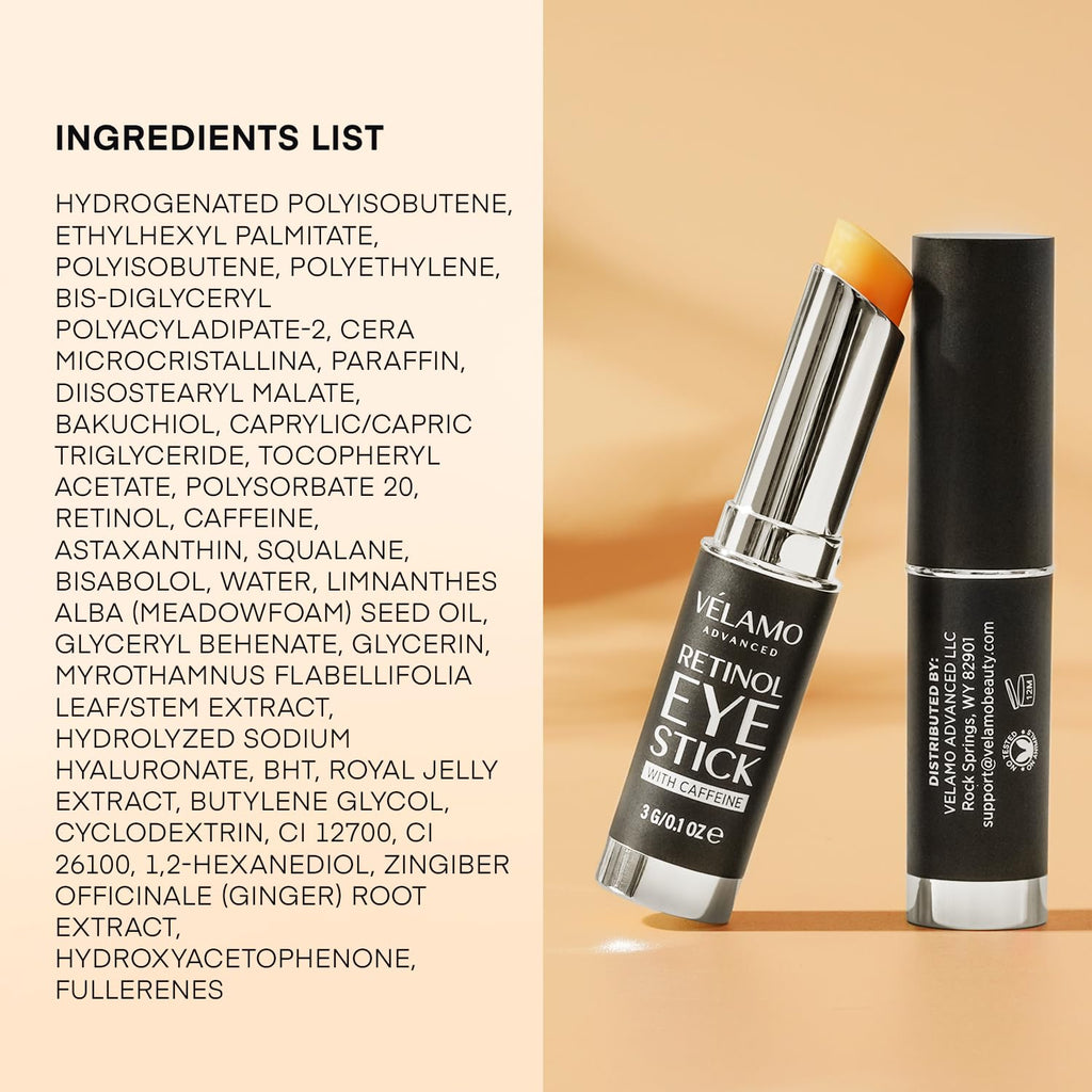 VELAMO ADVANCED Retinol Face Stick – Reduces Fine Lines, Wrinkles & Uneven Texture in 4–8 Weeks – For Mature Skin, Women & Men – 0.28 OZ/8g