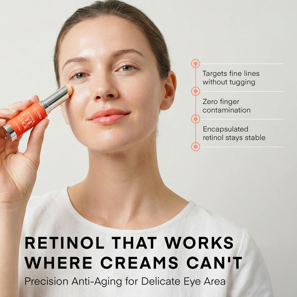 VELAMO ADVANCED Retinol Face Stick – Reduces Fine Lines, Wrinkles & Uneven Texture in 4–8 Weeks – For Mature Skin, Women & Men – 0.28 OZ/8g