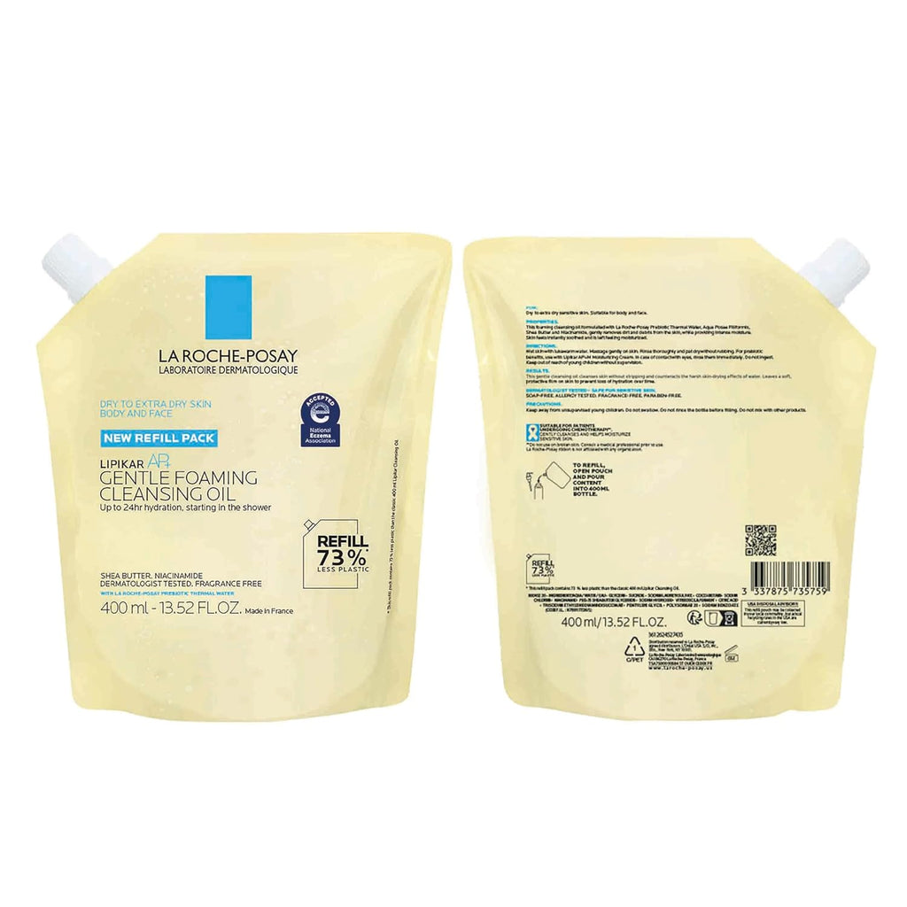 La Roche-Posay Lipikar AP+ Gentle Foaming Cleansing Oil, Gentle Oil Cleanser for Face and Body Formulated with Niacinamide, Long-Lasting 24-hour Hydration, Fragrance-Free & Soap Free