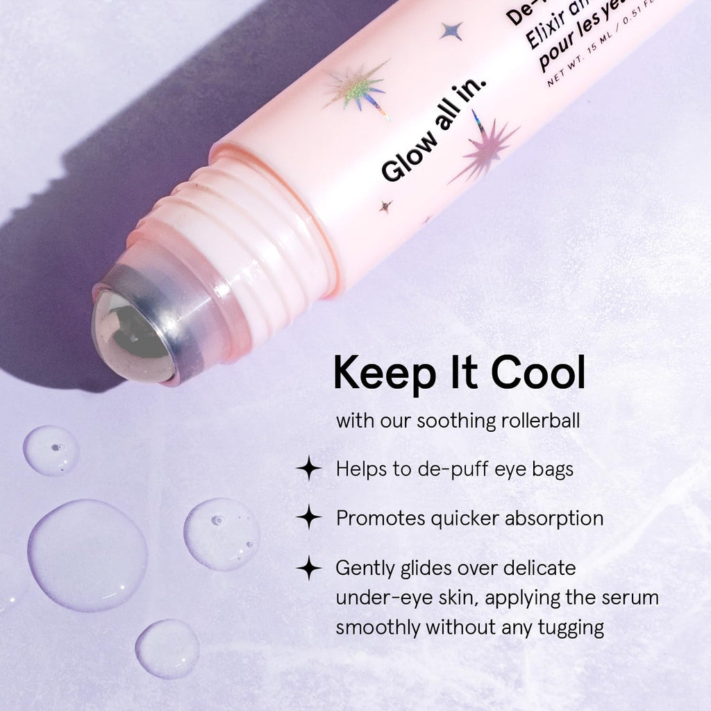 grace & stella Award Winning Under Eye Brightener with Rose Quartz Rollerball - Centella Asiatica & Caffeine Under Eye Serum for Dark Circles & Puffiness - Travel Essentials, Vegan (15ml/0.51floz)