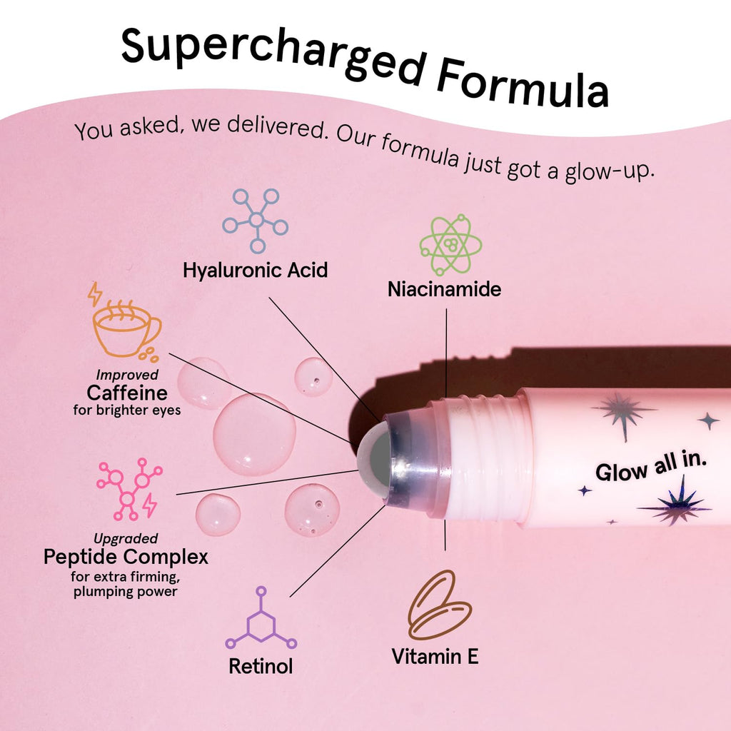 grace & stella Award Winning Under Eye Brightener with Rose Quartz Rollerball - Centella Asiatica & Caffeine Under Eye Serum for Dark Circles & Puffiness - Travel Essentials, Vegan (15ml/0.51floz)