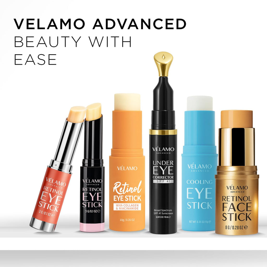 VELAMO ADVANCED Retinol Face Stick – Reduces Fine Lines, Wrinkles & Uneven Texture in 4–8 Weeks – For Mature Skin, Women & Men – 0.28 OZ/8g