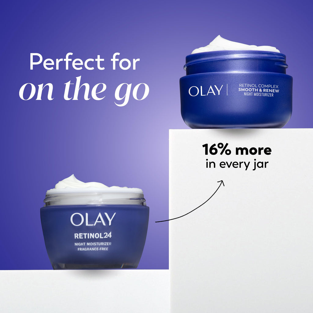 Olay Retinol Night Cream for Women, Anti-Aging Face Moisturizer, Fragrance-Free, Non Greasy - Anti-Wrinkle, Smooth Fine Lines, Hydrating Skin Care - Triple Collagen Cream, Peptide, Niacinamide, 1.7oz