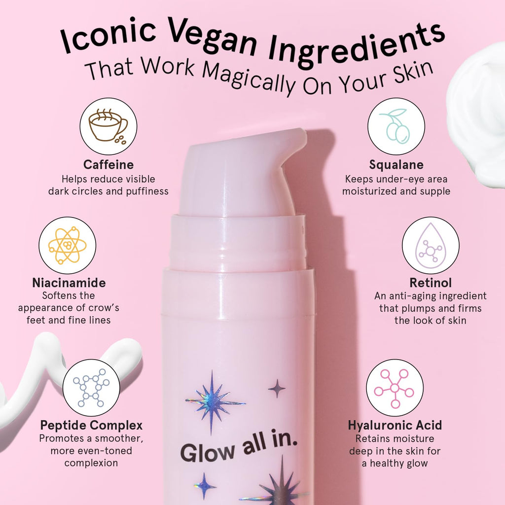 grace & stella Retinol & Caffeine Under Eye Serum Anti Aging | Hydrating Cream with Niacinamide, Peptides - Reduce Wrinkles, Crow's Feet, Puffiness - Vegan Skincare (0.5 floz/15ml)