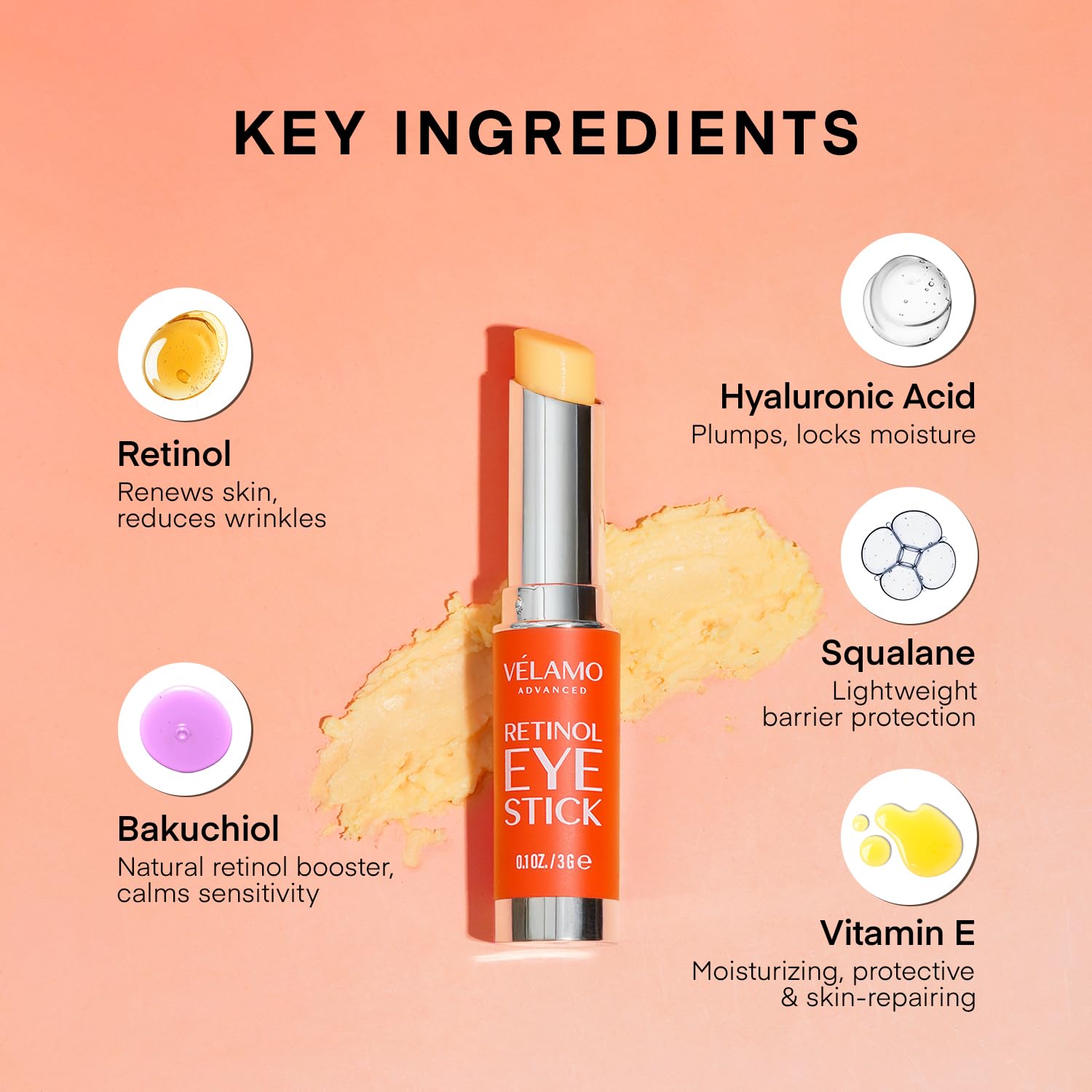 VELAMO ADVANCED Retinol Face Stick – Reduces Fine Lines, Wrinkles & Uneven Texture in 4–8 Weeks – For Mature Skin, Women & Men – 0.28 OZ/8g