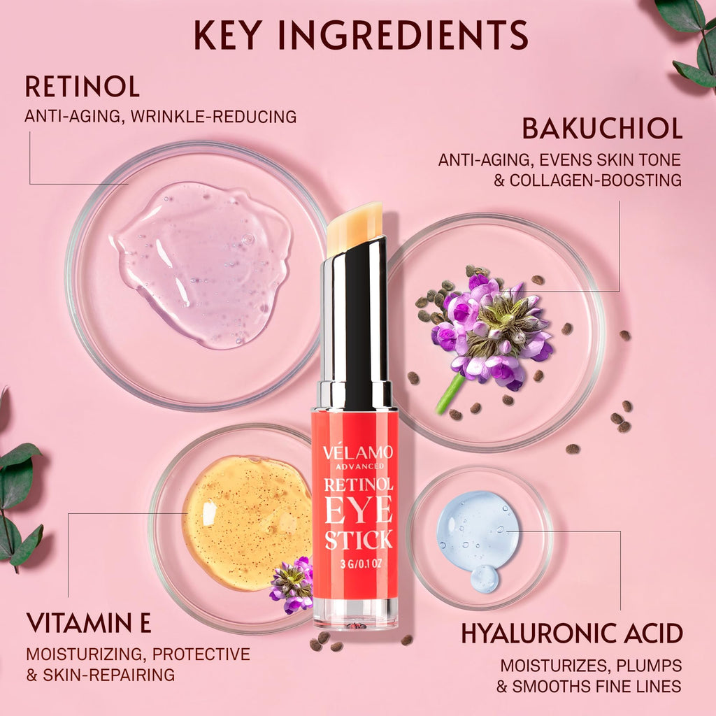 VELAMO ADVANCED Retinol Face Stick – Reduces Fine Lines, Wrinkles & Uneven Texture in 4–8 Weeks – For Mature Skin, Women & Men – 0.28 OZ/8g