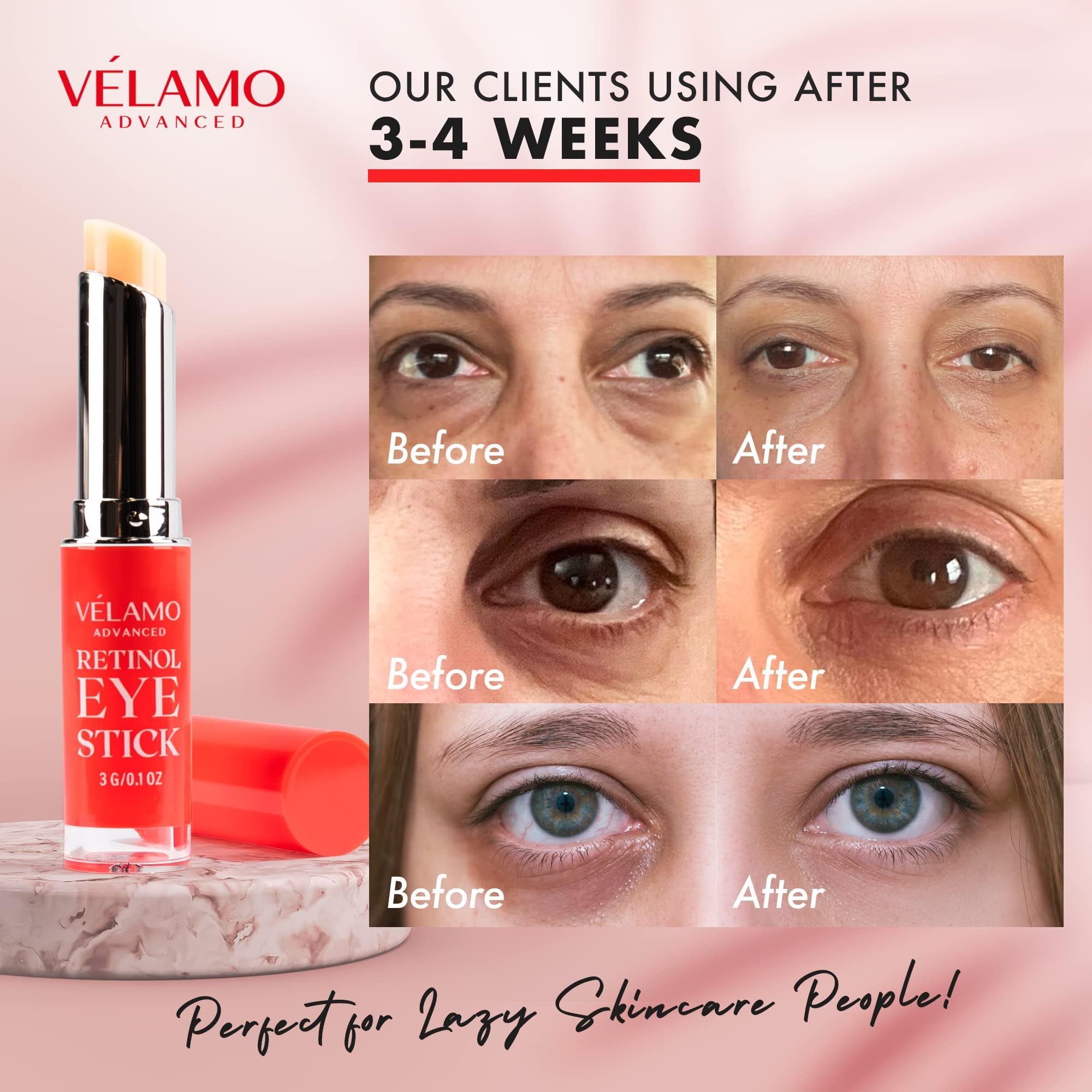 VELAMO ADVANCED Retinol Face Stick – Reduces Fine Lines, Wrinkles & Uneven Texture in 4–8 Weeks – For Mature Skin, Women & Men – 0.28 OZ/8g