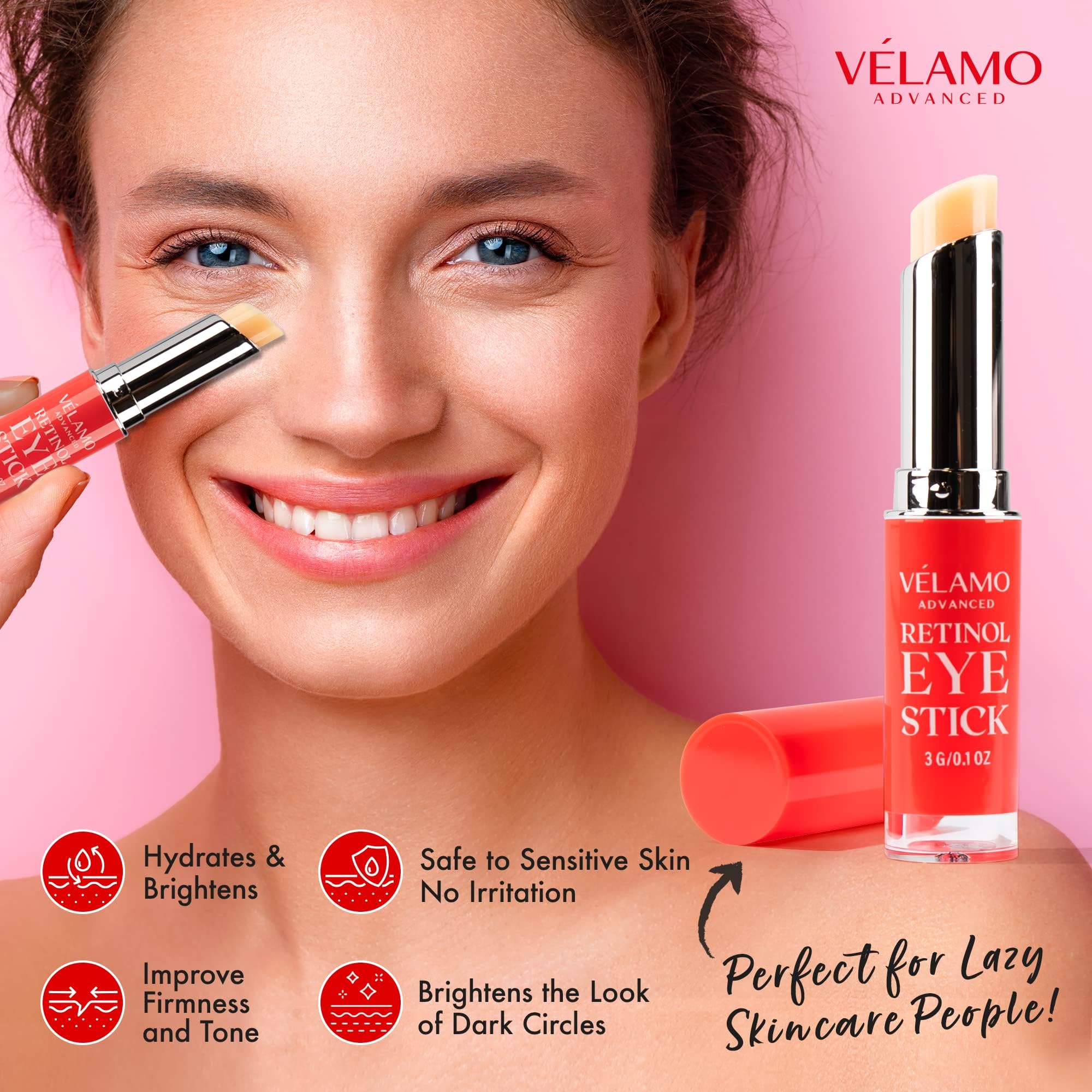 VELAMO ADVANCED Retinol Face Stick – Reduces Fine Lines, Wrinkles & Uneven Texture in 4–8 Weeks – For Mature Skin, Women & Men – 0.28 OZ/8g