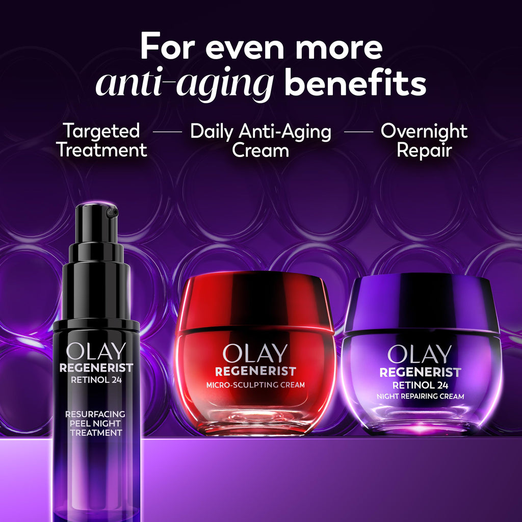 Olay Retinol Night Cream for Women, Anti-Aging Face Moisturizer, Fragrance-Free, Non Greasy - Anti-Wrinkle, Smooth Fine Lines, Hydrating Skin Care - Triple Collagen Cream, Peptide, Niacinamide, 1.7oz