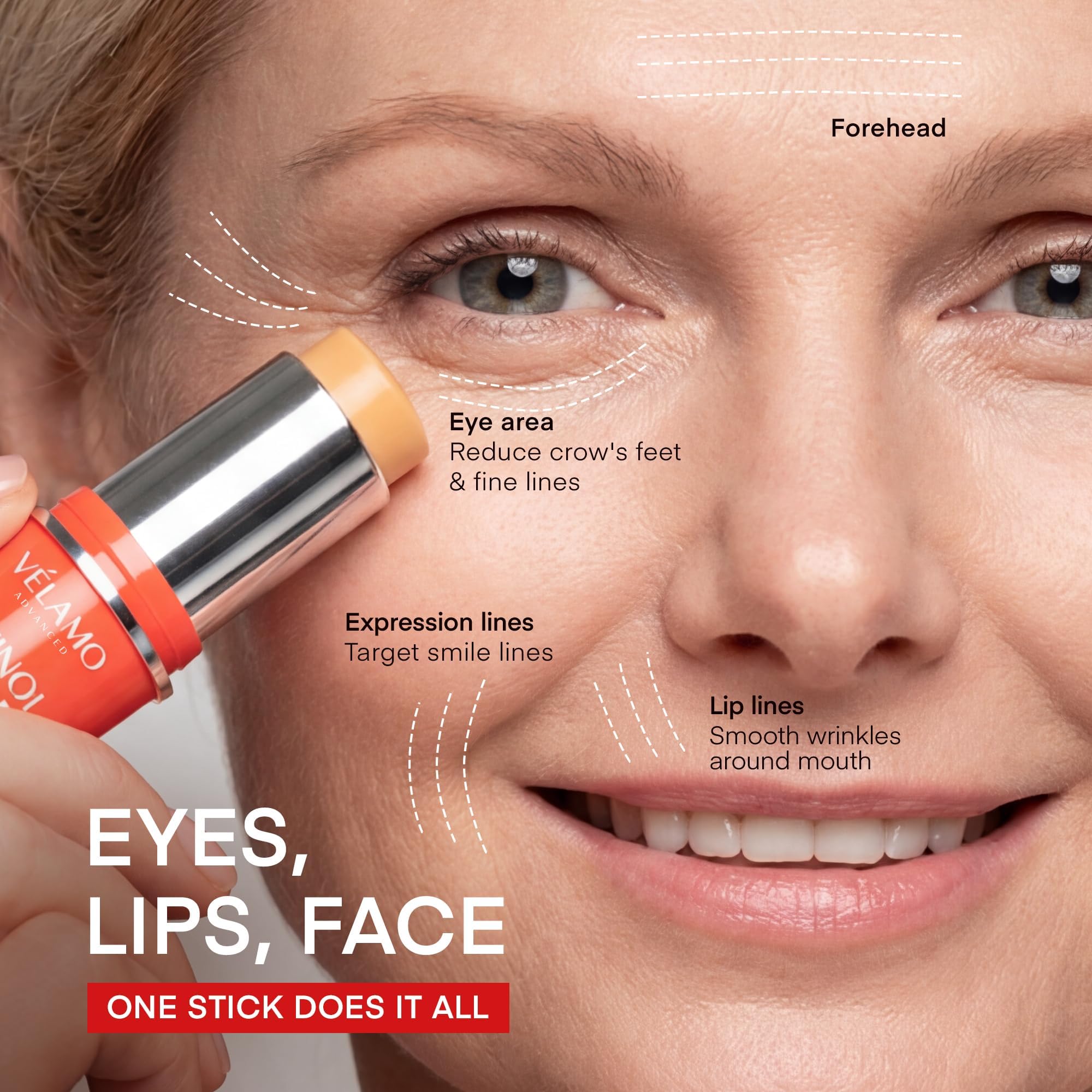 VELAMO ADVANCED Retinol Face Stick – Reduces Fine Lines, Wrinkles & Uneven Texture in 4–8 Weeks – For Mature Skin, Women & Men – 0.28 OZ/8g